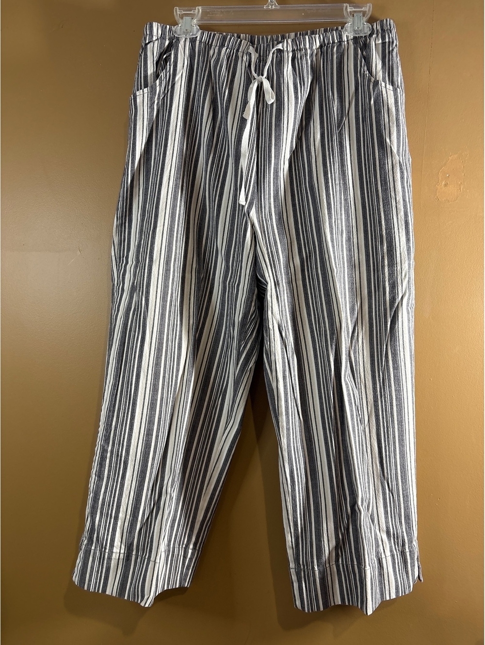 HC1259. Denim & Co. Women's Striped Cotton Blend Lounge Pants X-Large